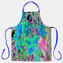 Psychedelic Trippy Lime Green en Blue Flowers