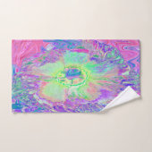 Psychedelic Trippy Lime Green en Paarse Hibiscus Bad Handdoek (Handdoek)
