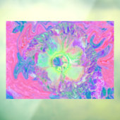 Psychedelic Trippy Lime Green en Paarse Hibiscus Raamsticker (Vel 3)