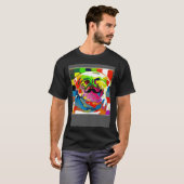 Psychedelic Trippy Moustache Pug T-shirt (Voorkant volledig)