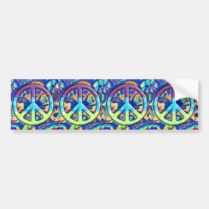 Psychedelic Trippy Paars Peace Sign Bumpersticker