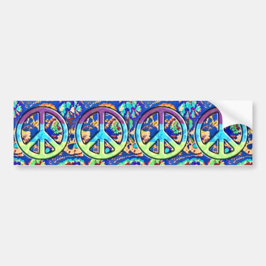 Psychedelic Trippy Paars Peace Sign Bumpersticker (Voorkant)
