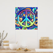 Psychedelic Trippy Paars Peace Sign Poster (Keuken)