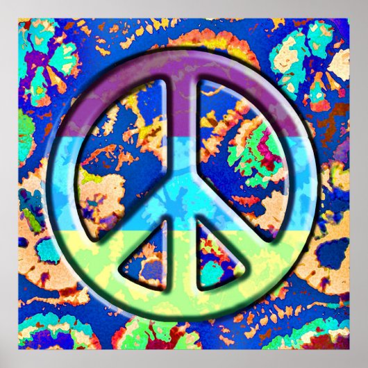 Psychedelic Trippy Paars Peace Sign Poster (Voorkant)