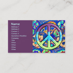 Psychedelic Trippy Paars Peace Sign Visitekaartje
