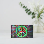 Psychedelic Trippy Peace Sign Visitekaartje (Staand voorkant)