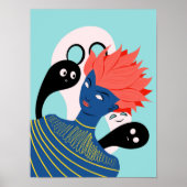 Psychedelic trippy raar alien girl poster (Voorkant)