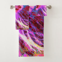 Psychedelic Trippy Rainbow-kleuren Hibiscus Flower Bad Handdoek