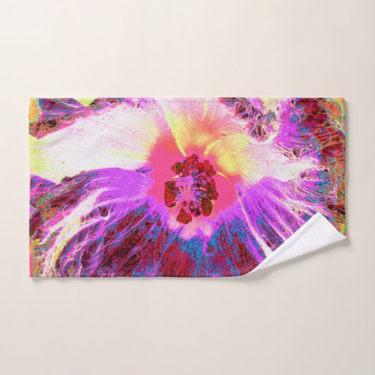 Psychedelic Trippy Rainbow-kleuren Hibiscus Flower Bad Handdoek (Handdoek)