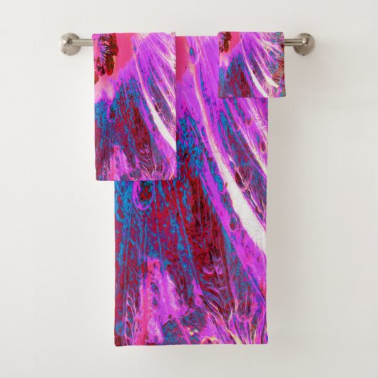 Psychedelic Trippy Rainbow-kleuren Hibiscus Flower Bad Handdoek (Insitu)