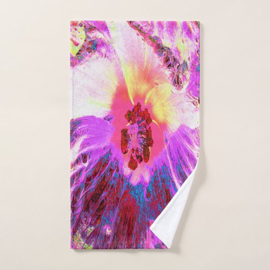 Psychedelic Trippy Rainbow-kleuren Hibiscus Flower Bad Handdoek (Handdoek)