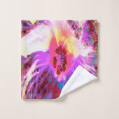 Psychedelic Trippy Rainbow-kleuren Hibiscus Flower Bad Handdoek (Wasdoekje)