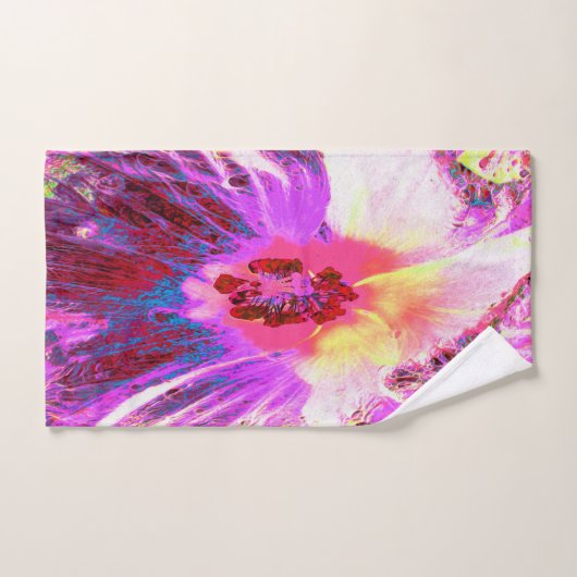 Psychedelic Trippy Rainbow-kleuren Hibiscus Flower Bad Handdoek (Handdoek)