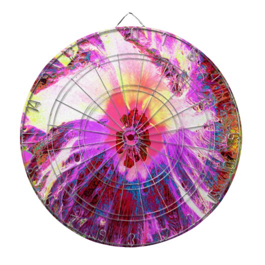 Psychedelic Trippy Rainbow-kleuren Hibiscus Flower Dartbord (Voorkant)