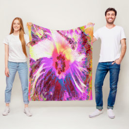 Psychedelic Trippy Rainbow-kleuren Hibiscus Flower Fleece Deken
