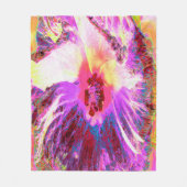 Psychedelic Trippy Rainbow-kleuren Hibiscus Flower Fleece Deken (Voorkant)