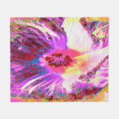 Psychedelic Trippy Rainbow-kleuren Hibiscus Flower Fleece Deken (Voorkant (Horizontaal))