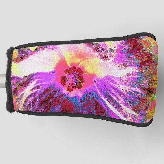 Psychedelic Trippy Rainbow-kleuren Hibiscus Flower Golfheadcover (Voorkant)