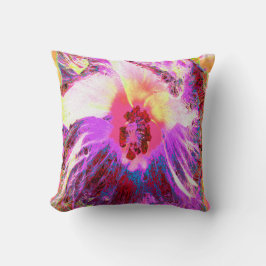 Psychedelic Trippy Rainbow-kleuren Hibiscus Flower Kussen