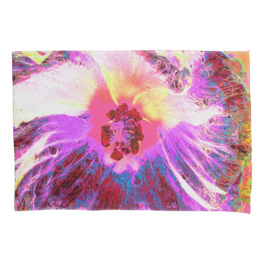 Psychedelic Trippy Rainbow-kleuren Hibiscus Flower Kussensloop (Voorkant)