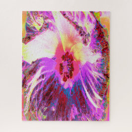 Psychedelic Trippy Rainbow-kleuren Hibiscus Flower Legpuzzel