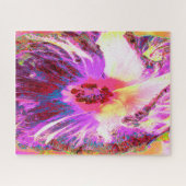 Psychedelic Trippy Rainbow-kleuren Hibiscus Flower Legpuzzel (Horizontaal)