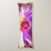 Psychedelic Trippy Rainbow-kleuren Hibiscus Flower Lichaamskussen (Voorkant Verticaal)