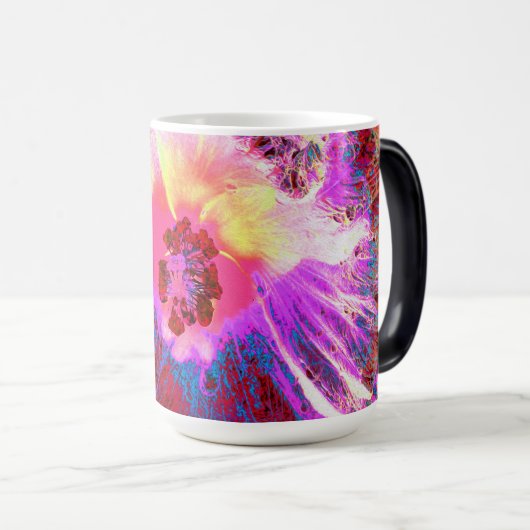 Psychedelic Trippy Rainbow-kleuren Hibiscus Flower Magische Mok (Voorkant rechts)