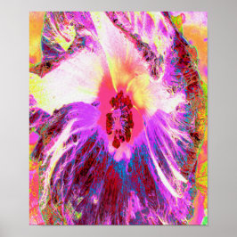 Psychedelic Trippy Rainbow-kleuren Hibiscus Flower Poster