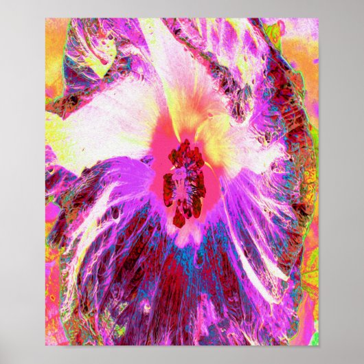 Psychedelic Trippy Rainbow-kleuren Hibiscus Flower Poster (Voorkant)