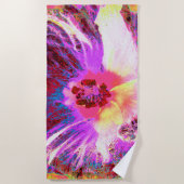 Psychedelic Trippy Rainbow-kleuren Hibiscus Flower Strandlaken (Voorkant)