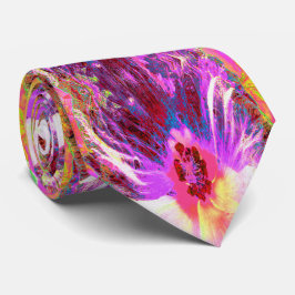 Psychedelic Trippy Rainbow-kleuren Hibiscus Flower Stropdas