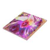 Psychedelic Trippy Rainbow-kleuren Hibiscus Flower Tegeltje (Zijkant)