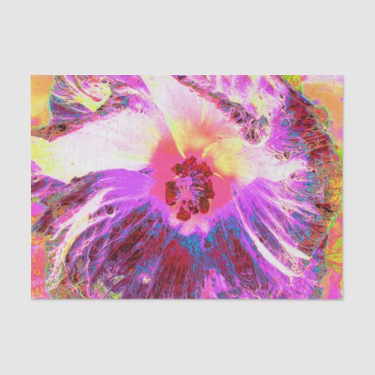 Psychedelic Trippy Rainbow-kleuren Hibiscus Flower Tissuepapier (Voorkant)