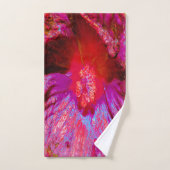 Psychedelic Trippy Retro Red Hibiscus Flower Bad Handdoek (Handdoek)