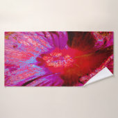 Psychedelic Trippy Retro Red Hibiscus Flower Badhanddoek (Badhanddoek)