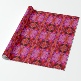 Psychedelic Trippy Retro Red Hibiscus Flower Cadeaupapier