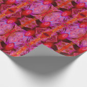 Psychedelic Trippy Retro Red Hibiscus Flower Cadeaupapier (Hoek)