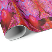 Psychedelic Trippy Retro Red Hibiscus Flower Cadeaupapier (Rol Hoek)