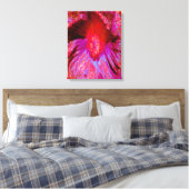 Psychedelic Trippy Retro Red Hibiscus Flower Canvas Afdruk (Insitu (Slaapkamer))