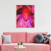Psychedelic Trippy Retro Red Hibiscus Flower Canvas Afdruk (Insitu (Woonkamer))