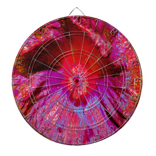 Psychedelic Trippy Retro Red Hibiscus Flower Dartbord (Voorkant)