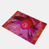 Psychedelic Trippy Retro Red Hibiscus Flower Deurmat (Schuin)