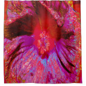 Psychedelic Trippy Retro Red Hibiscus Flower Douchegordijn (Voorkant)