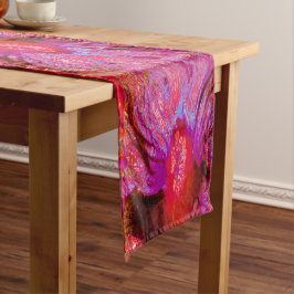 Psychedelic Trippy Retro Red Hibiscus Flower Korte Tafelloper