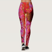 Psychedelic Trippy Retro Red Hibiscus Flower Leggings (Achterkant)