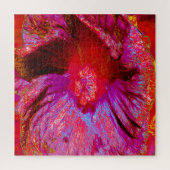 Psychedelic Trippy Retro Red Hibiscus Flower Legpuzzel (Verticaal)