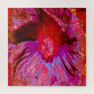 Psychedelic Trippy Retro Red Hibiscus Flower Legpuzzel