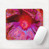 Psychedelic Trippy Retro Red Hibiscus Flower Muismat (Met muis)