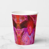 Psychedelic Trippy Retro Red Hibiscus Flower Papieren Bekers (Achterkant)